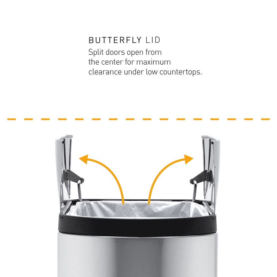 image 1 of Simplehuman 40L Slim Butterfly Recycling Kitchen Pedal Bin, Brushed Stainless Steel