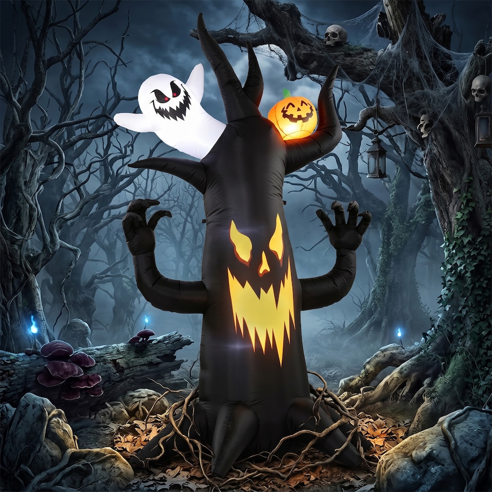 image 1 of Outsunny 8 FT Halloween Inflatable Spooky Tree with Built-in LED Lights