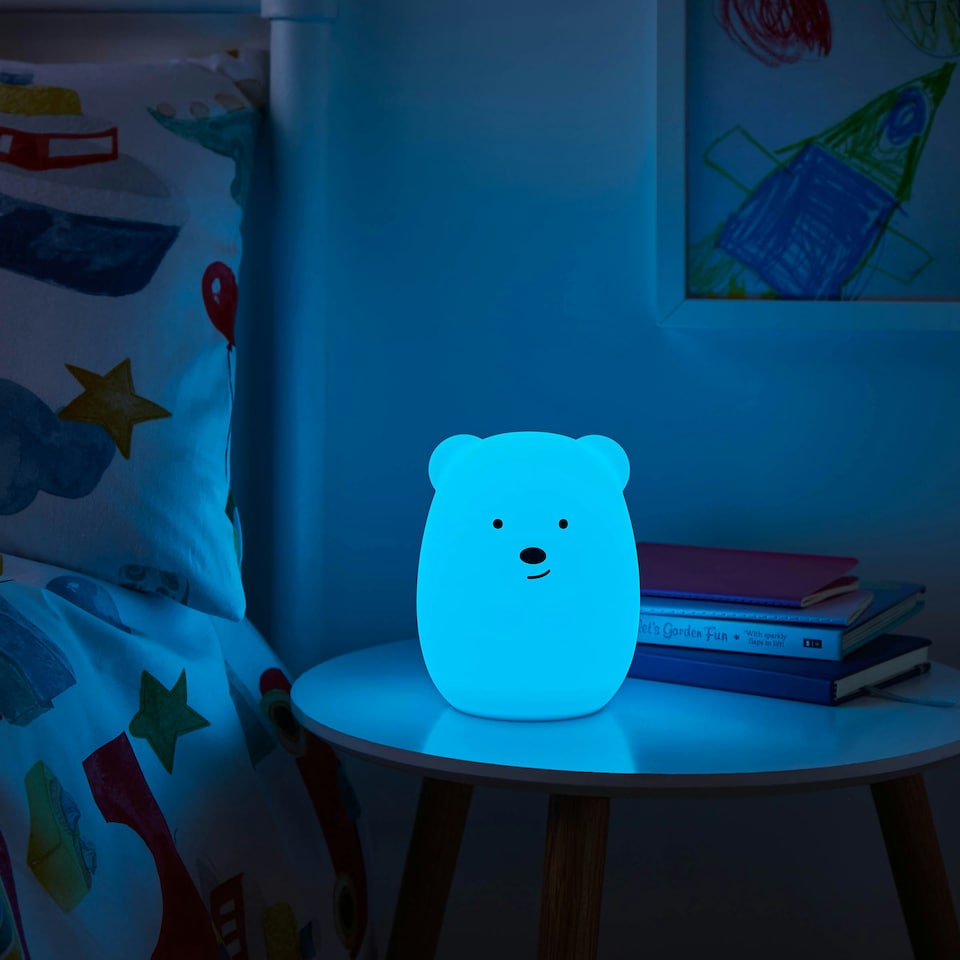 image 1 of BHS Glow Kid's LED Bear Table Lamp, White | White | White