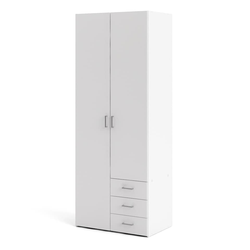 image 1 of Space Wardrobe 2 Doors 3 Drawers in White 2000