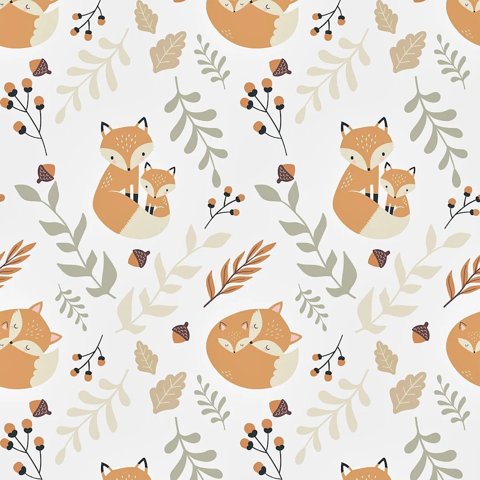 Sample of Forest Foxes Wallpaper in Warm Tones | Orange | Warm Tones
