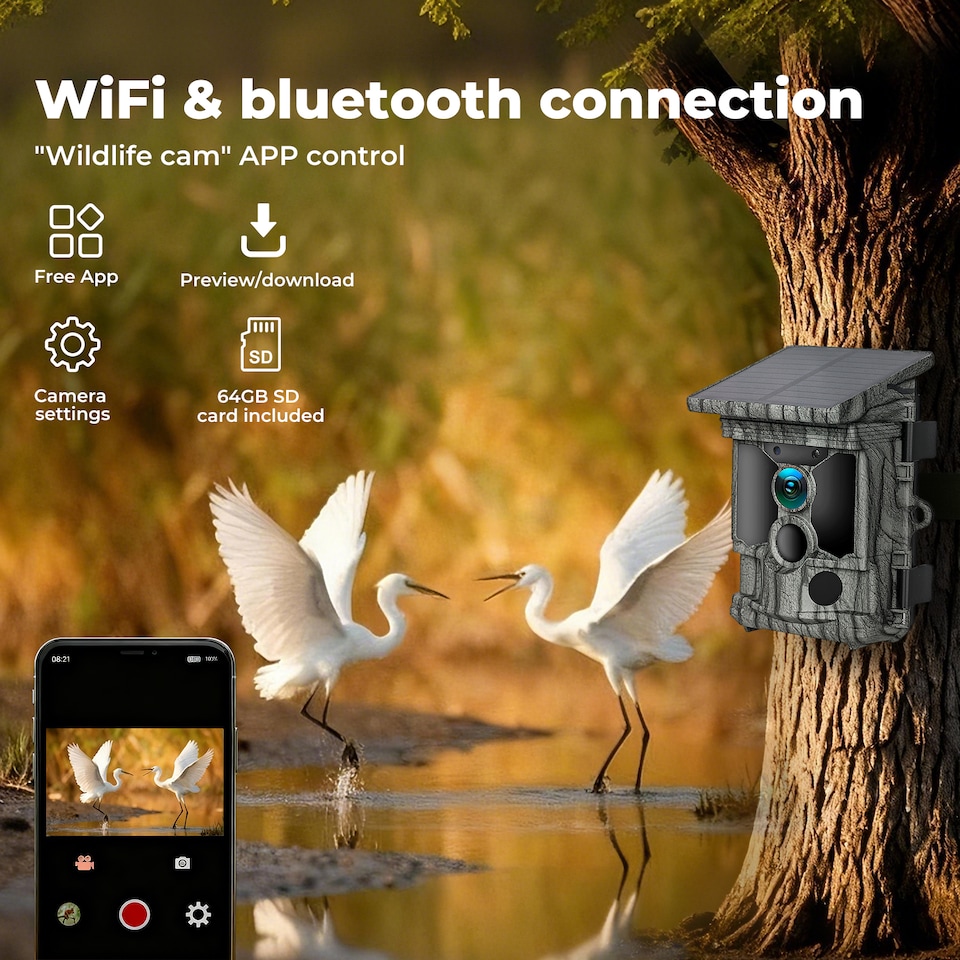 image 1 of Centra Solar Trail Camera 4K 112MP Hunting Game Cam Wildlife Night Vision Wifi