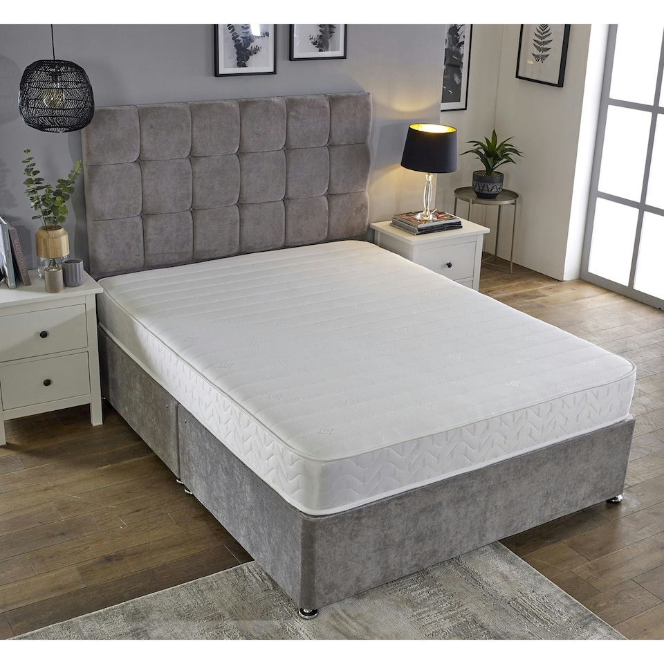 image 1 of Budget Memory Sprung Mattress - Quilted Cooltouch Straight Line Top Panel | White | Small Single
