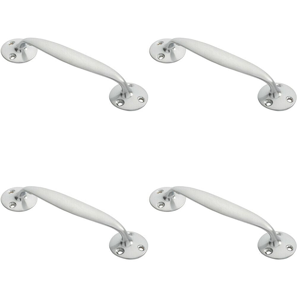 Loops 4x Victorian Bow Shaped Pull Handle 152mm Length 32mm Proj Satin Chrome