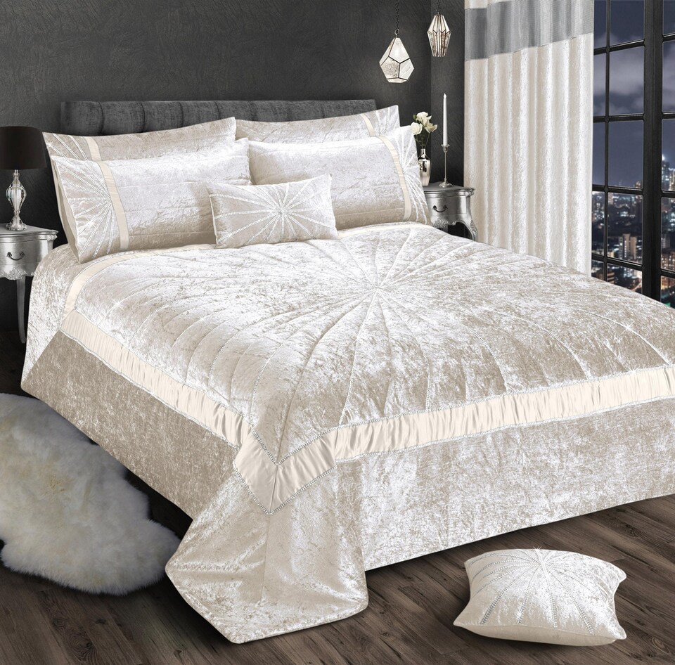 image 1 of Intimates Starburst Crushed Velvet Diamante Bedspread