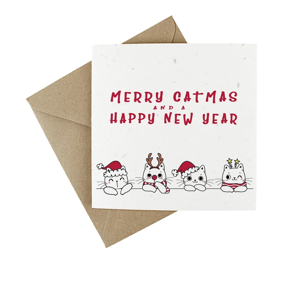 image 1 of Merry Catmas - Plantable Wildflower Seed Christmas Card