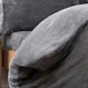 image 3 of Brentfords Soft Reversible Teddy Fleece Duvet Cover and Pillowcase Bedding Set, Single - Charcoal Grey/Grey