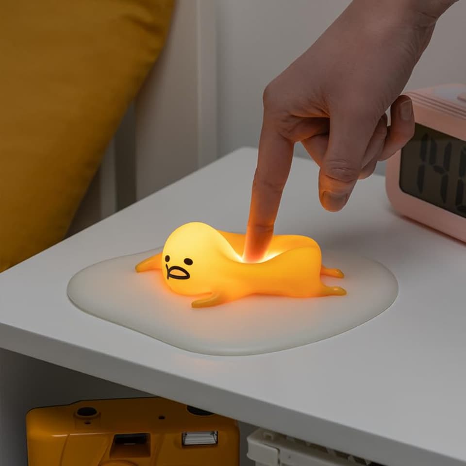 image 1 of Gudetama Icon Light, Sanrio 3D Flexible Rubber Egg Lamp, Lazy Egg Night Light for Kids, Anime Room Decor, Paladone
