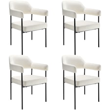 Armchair Doe - durable fabric, black powder-coated legs, 120 kg load, 58 x 62 x 85 cm | White | velvet look off-white | 4