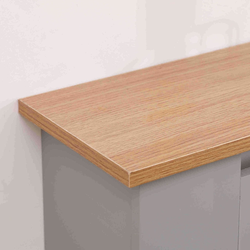 image 1 of Oypla Medium Grey Wooden Slatted Grill Radiator Cover MDF Cabinet
