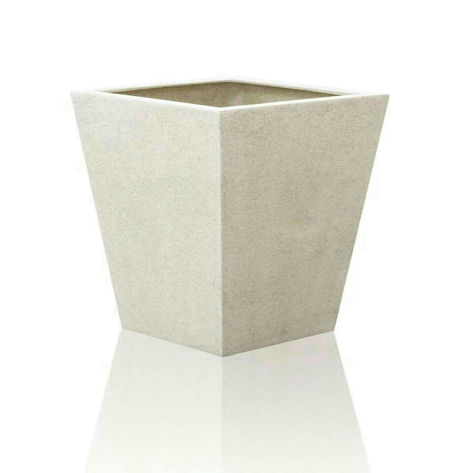 image 1 of Primrose White Polyterrazzo Tall Flared Square Indoor Outdoor Planter 91cm