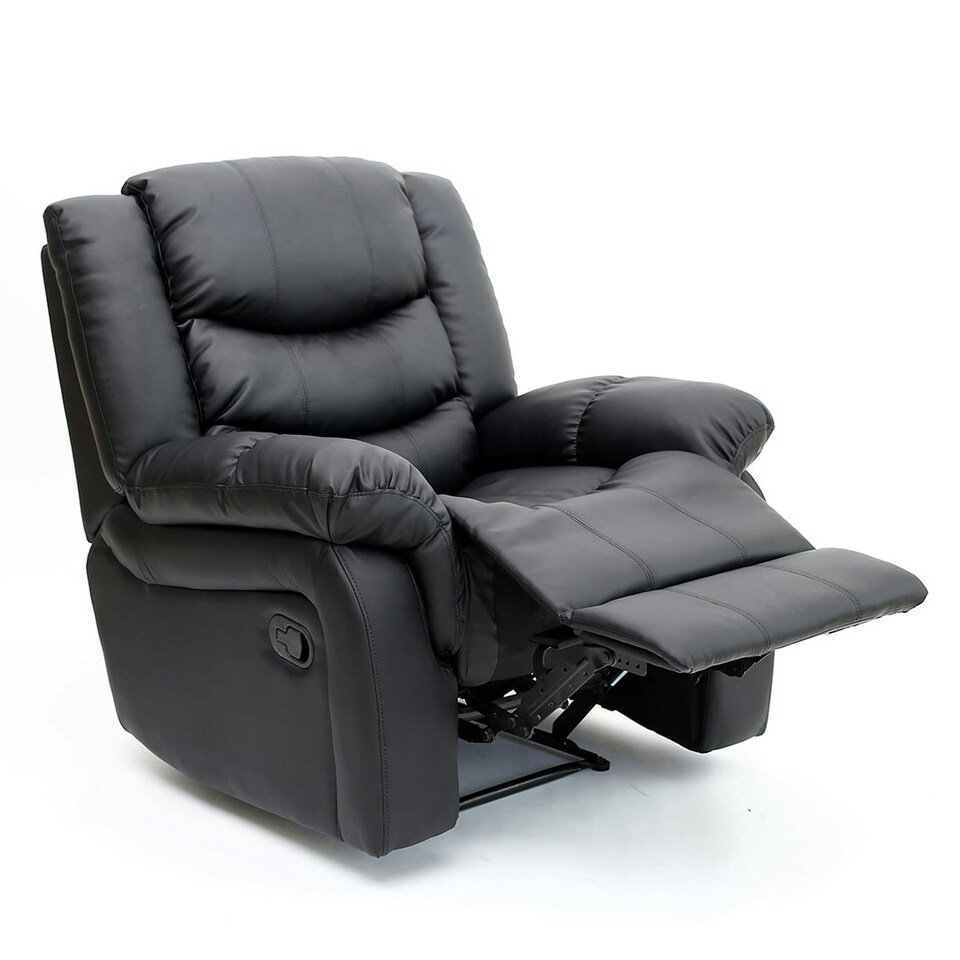 image 1 of Chester Bonded Leather Manual Recliner Chair with Heat And Massage (Black)