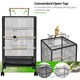 image 6 of Yaheetech 79 cm Tall Open Top Wrought Iron Bird Cage with Rolling Stand Black