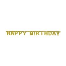 Unique Party Happy Birthday Banner - Gold - One Size