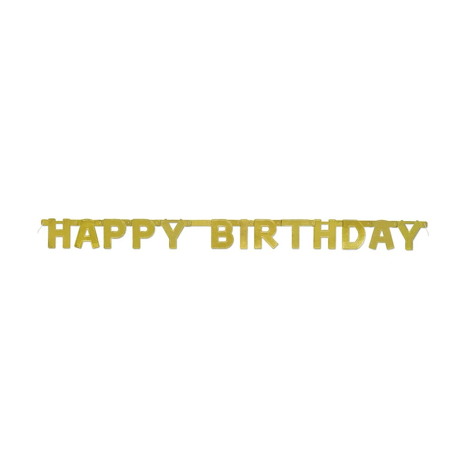 image 1 of Unique Party Happy Birthday Banner - Gold - One Size
