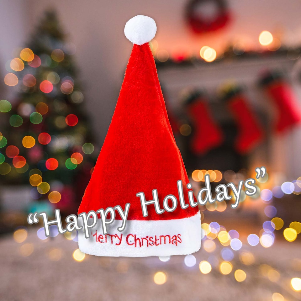 image 1 of vfm-estore Christmas Light-Up Merry Xmas Hat - Red, 30cm x 40cm
