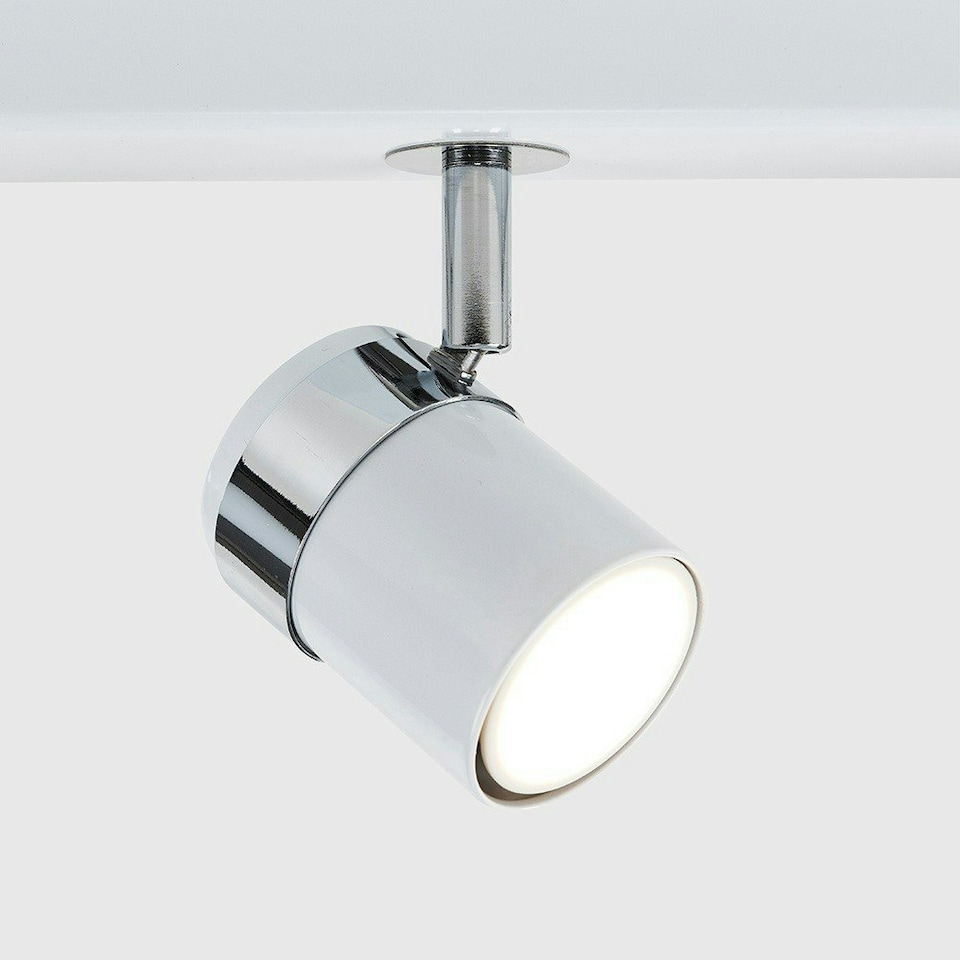 image 1 of ValueLights Modern 6 Way Gloss White Chrome Straight Bar Ceiling Spotlight Fitting | White