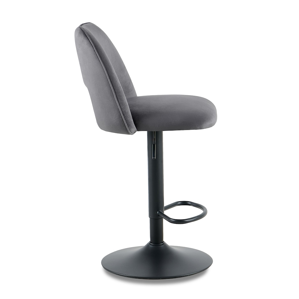 image 1 of SONARA Set of 3 Adjustable Velvet Upholstered Breakfast Bar Stools | Grey