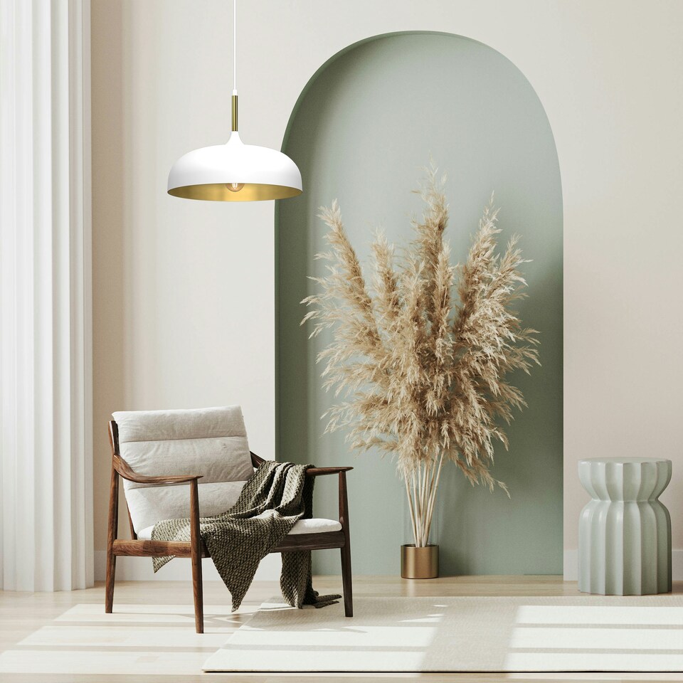 image 1 of Milagro Pendant Lamp Lincoln White/Gold 1XE27 35cm