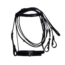 Hy Padded Cavesson Bridle with Rubber Grip Reins - Black - Pony