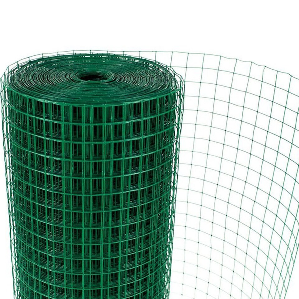 image 1 of Green PVC Coated Chicken Wire Mesh 1” x 1” Fencing Garden Barrier Metal Fence - 1.2M x 45M