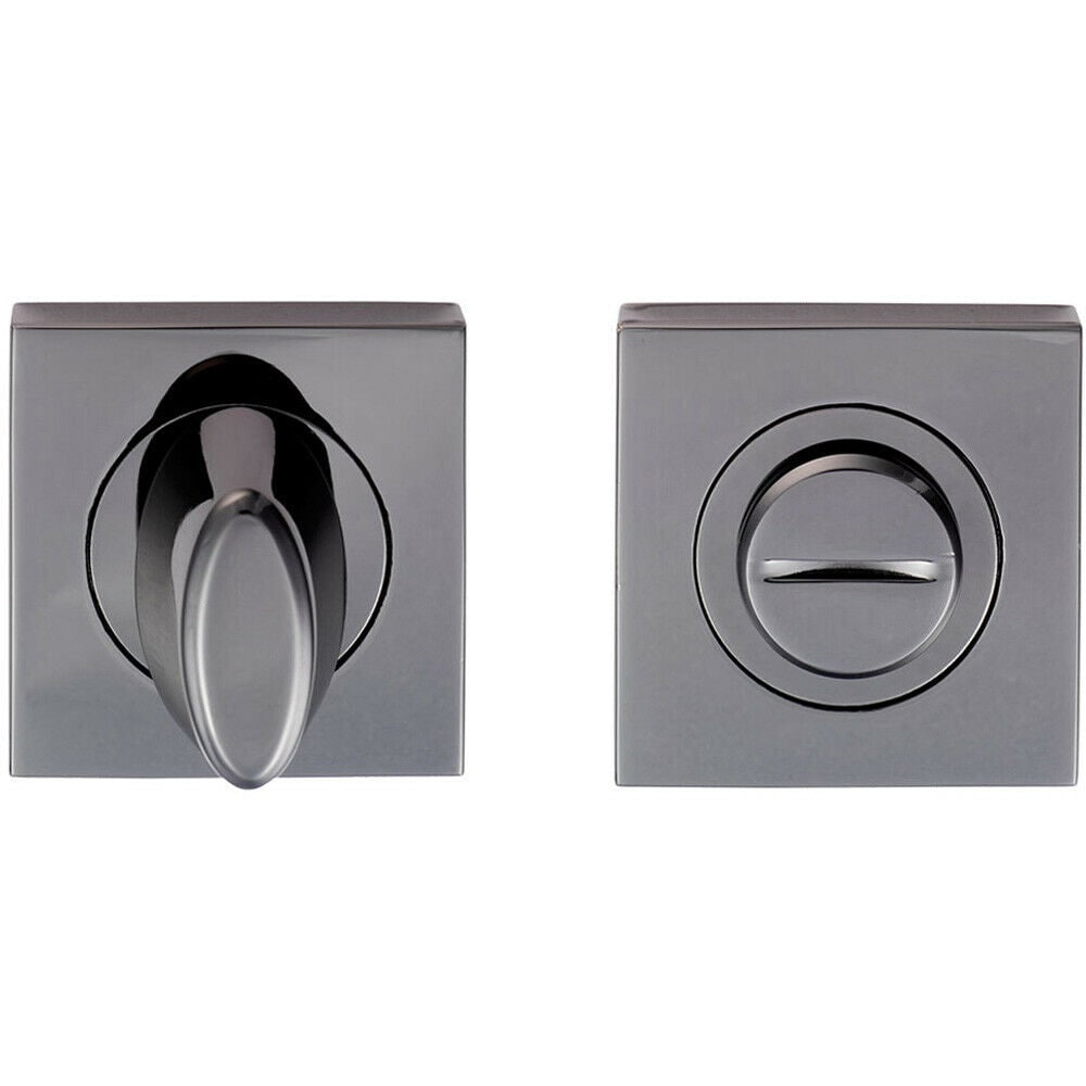 Loops Bathroom Thumbturn Lock & Release Handle Square Rose Black Nickel in Metallics