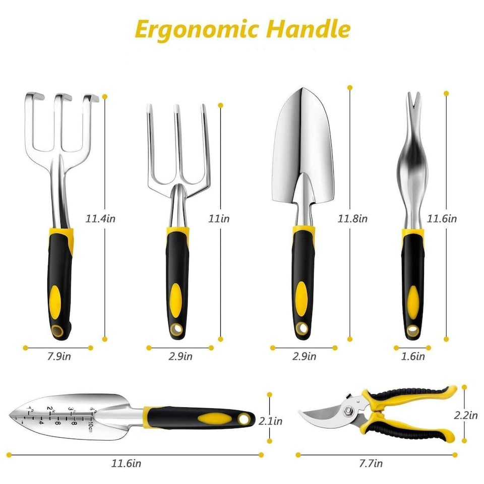 image 1 of 7 Piece Heavy Duty Garden Tool Set & Kit with Storage Bag