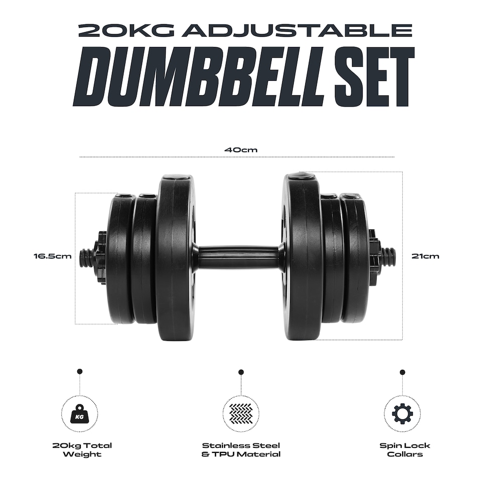 image 1 of Phoenix Fitness 20kg Dumbbell Set