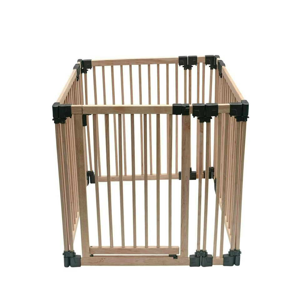 image 1 of Bettacare Wooden Dog Pen, 100cm x 100cm, Natural Wood, 76cm High, Dog Pen for Pets Dogs and Puppy, Dog Playpen Cream