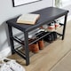 image 4 of Metal Shoe Bench with Storage Shelfs For Entryway Hallway Seating | Black