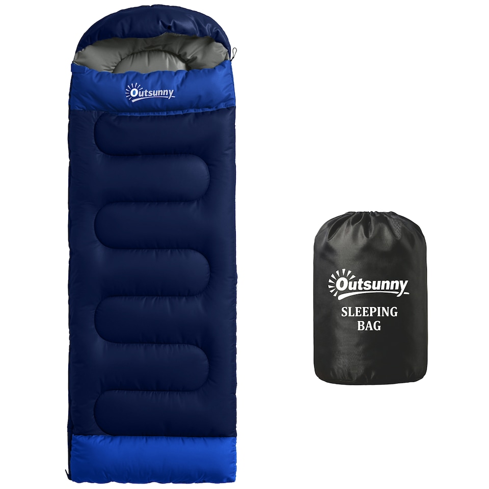 image 1 of Outsunny Sleeping Bag for Adults, Lightweight & Compact Sleeping Bag | Blue | Navy blue | 215 x 75 x 10 cm