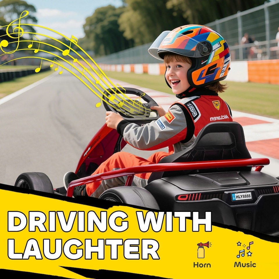 image 1 of HOMCOM 24V Electric Go Kart for Kids with Music, Horn Honking, Slow Start