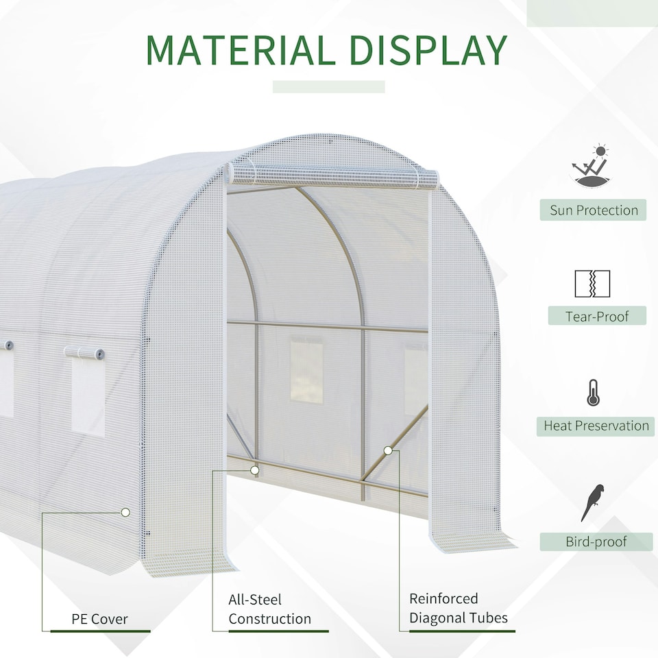 image 1 of Outsunny Large Walk-in Greenhouse Poly Tunnel Galvanised Garden Plants Grow Tent