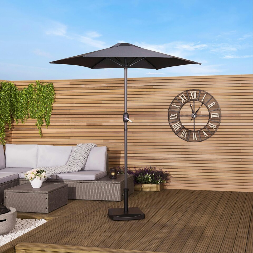 image 1 of Charles Bentley 2m Garden Patio Market Umbrella Crank Function - Black