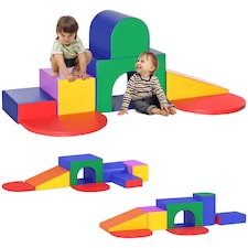 HOMCOM 7 Pieces Kids Foam Soft Play Set Toddler Indoor Climbers Play Structures