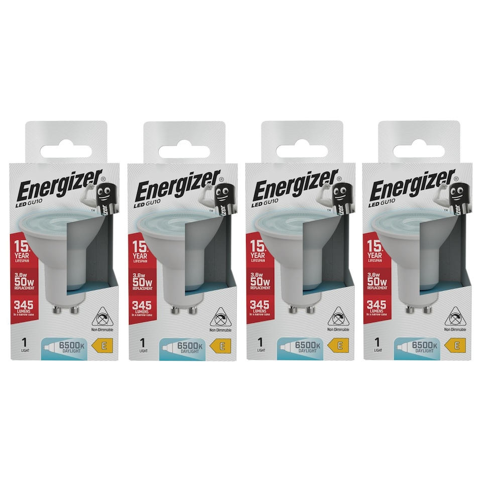image 1 of Energizer LED GU10 345lm 3.6W 6500K (Daylight) Light Bulb - Pack of 4