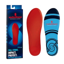 Sorbothane Full Strike Insoles (Red) — Viscoelastic full-foot shock absorption, Coolmax breathability and antibacterial top sheet, Pair. | Red | RED | 7 UK