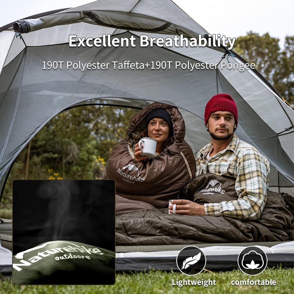 image 1 of U Series Envelope Sleeping Bag with Hood | Green | Army Green | 250S