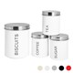 image 1 of Harbour Housewares 4 Piece White Round Metal Kitchen Canisters Set Utility Storage Utility Containers Storage Box Storage Container