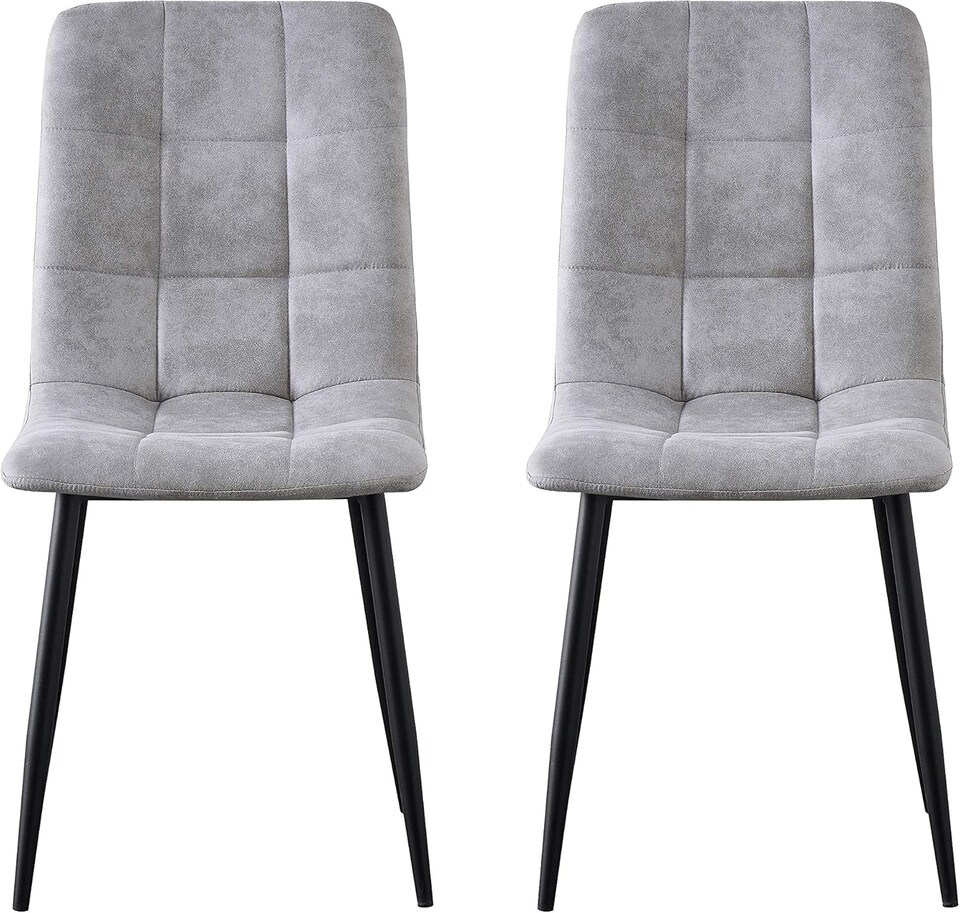 image 1 of Set of 2 Faux Suede Leather Dining Chairs Henri Light Grey by MCC Direct