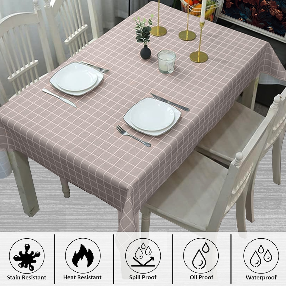image 1 of Checkered Rectangular Tablecloth, PVC Plastic Table Cover - 137x180cm