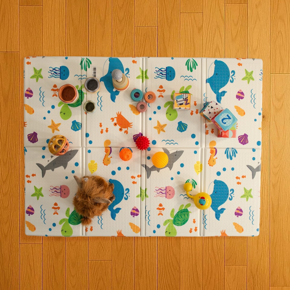 image 1 of Wildlife Baby Play Mat Foldable and Waterproof