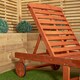 image 7 of 1.9m x 0.6m Outdoor Wooden Adjustable Foldable Sunlounger with Wheels | Brown | Brown