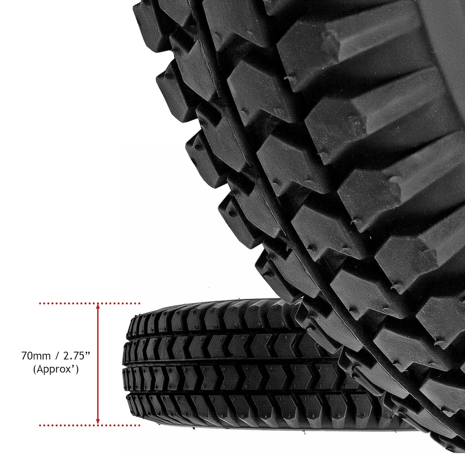 image 1 of SPARES2GO Mobility Scooter Tyre 3.00 x 4 Solid Block Tread 300-4 300x4 260x85 PU Fill x 2