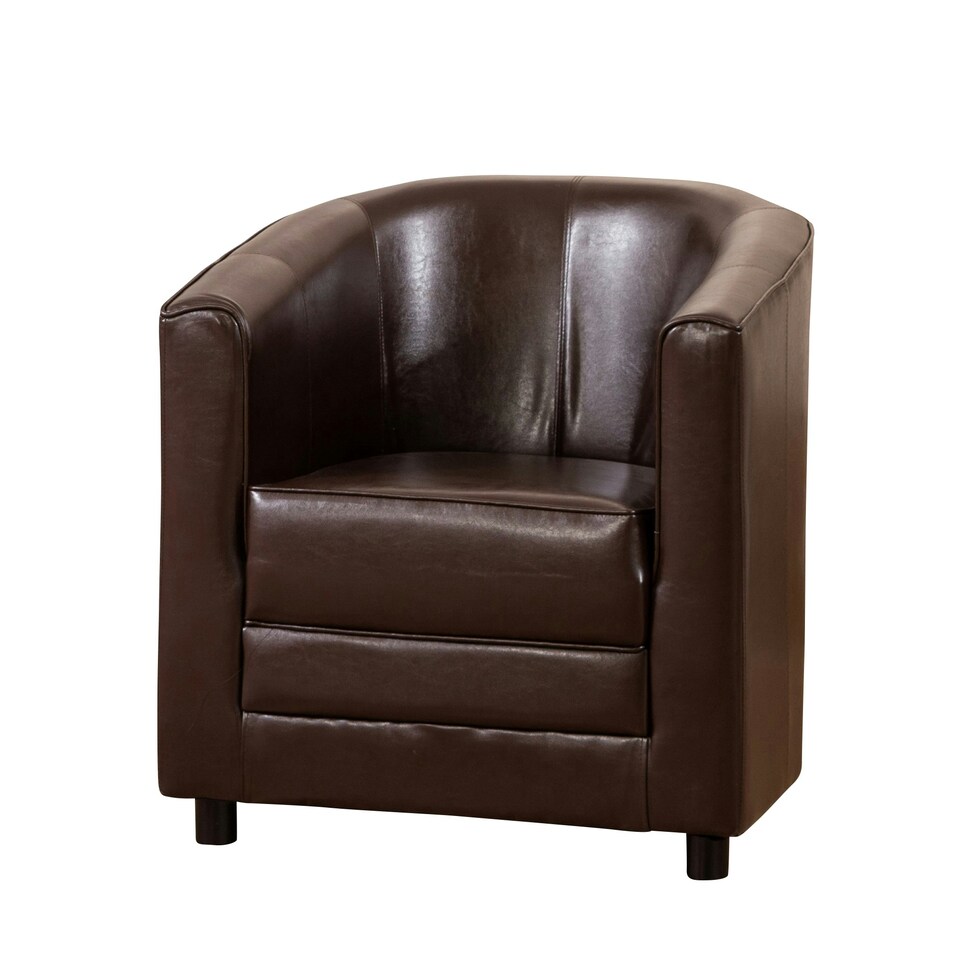 image 1 of Aspen Faux Leather Tub Chair - Brown