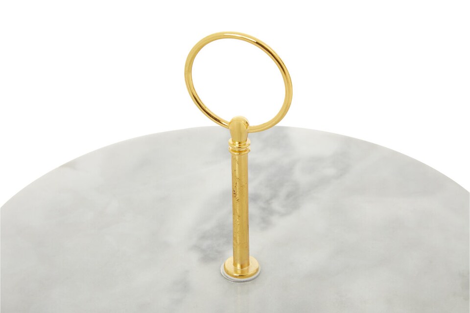 image 1 of Salerno Grey Marble Cake Stand With Gold Handle | Grey