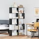 image 8 of HOMCOM Bookcase, S-Shaped Wooden Bookshelf, 5 6 Tiers Freestanding Storage Shelf, Home Office Decorative Display Stand Rack, Black and White, 24D x 60W x 184.5H