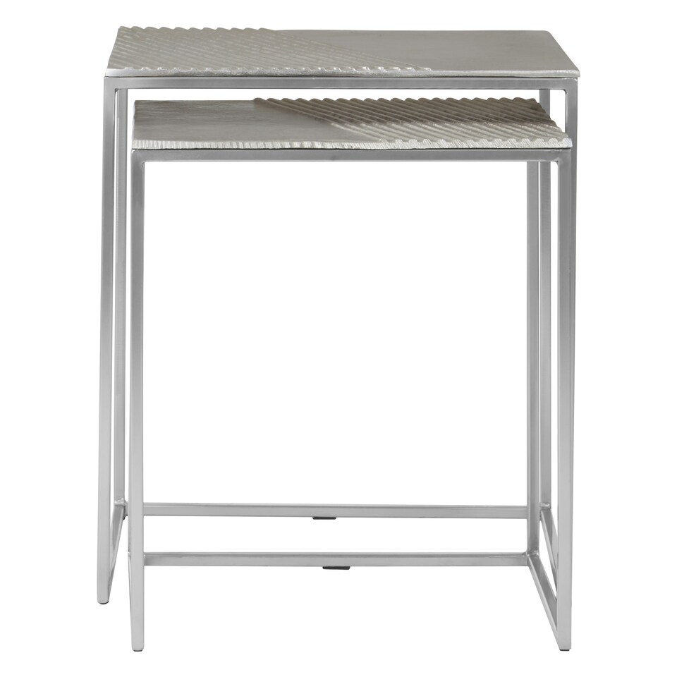 image 1 of Interiors by Premier Set of Two Rectangular Side Tables Silver