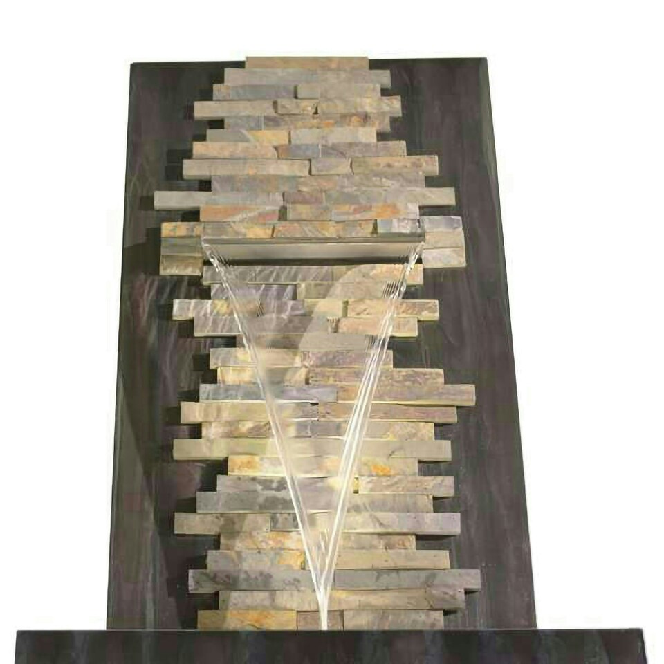 image 1 of Primrose Dante Zinc & Stone Water Feature with Lights Indoor/Outdoor Use 100cm