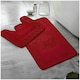 image 2 of VELVETIO Bath Mat Set Greek Pattern Anti Slip Memory Foam Toilet Rug Red